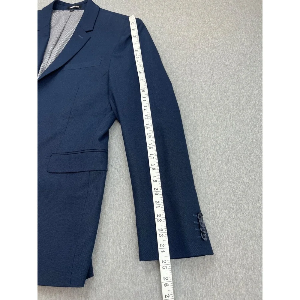 Express Blazer Mens 38R Blue Bird Eyes Cotton Stretch Extra Slim Single Breast